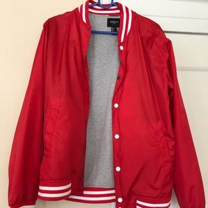 Red bomber jacket